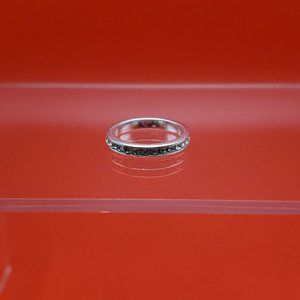 Size 6 925 Sterling Silver Simple Clear Crystal Channel Ring